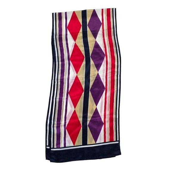 Anne Klein Vintage Silk Geometric Pattern Scarf Made In Japan old money Elegant - Picture 2 of 6